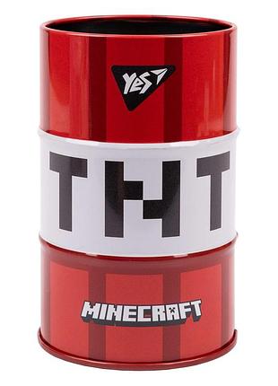 Стакан-подставка металлическая бочка yes minecraft для канцелярии (470497)