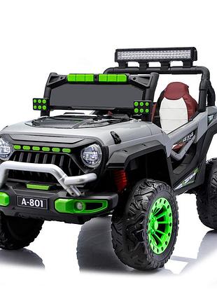 Джип дитячий на радіокеруванні 24v 4 мотори 45w mp3 usb tf bluetooth eva шкіра сірий (m 6350eblr-11)