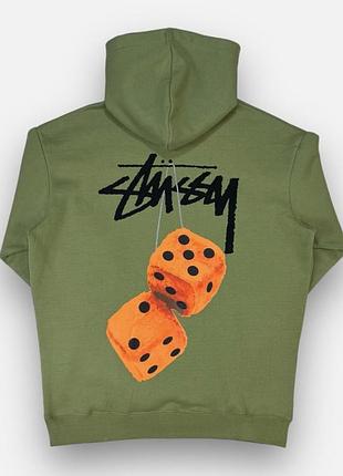Чоловічі худі stussy fuzzy dice хакі унісекс толстовка кофта стуссі m