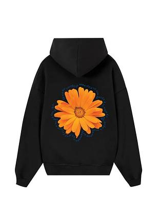 Худи loys толстовка с принтом floral orange flower hoodie, черный xxl