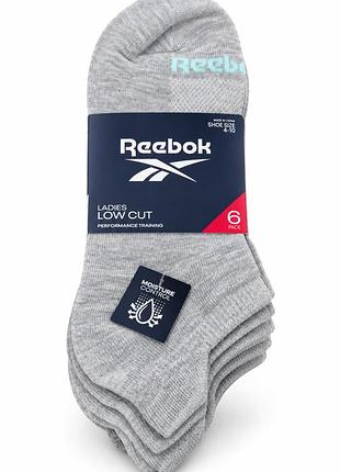 Носки reebok для девочек, низкие, белый/серый/черный, размер usa 4-10, укр. 35-42