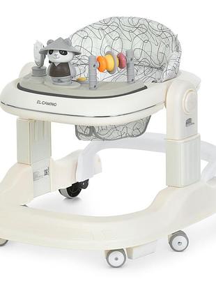 Дитячі ходунки 2 в 1 el camino ursa white із штовхачем (me 1200 white)