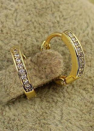 Серьги кольца xuping jewelry с камнями 1,3 см лимонные