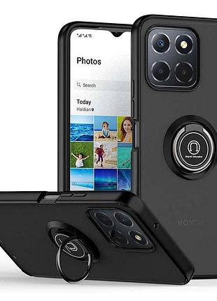 Чехол fiji colorframe для honor x7d матовый бампер с кольцом подставкой black