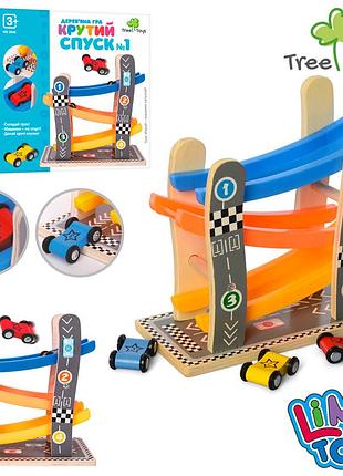 Деревянная игрушка трек машинки, 3шт md 2646