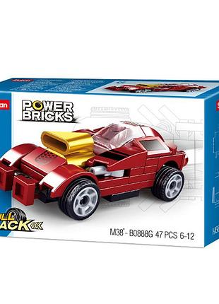 Конструктор sluban m38-b0888g "power bricks": машина инерционная темно-красная, 47 дет.