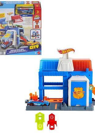 Ігровий набір hot wheels "поліцейська вежа в місті" – веселі ігри для дітей (jhl74)
