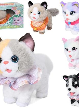 Мягкая игрушка yg0460 животное, 28см, сенсорное, ходит, звук, микс видов (собака, кот), на бат-ке