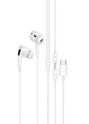Наушники проводные hoco m101 pro​​​​​​​ type-c вакуумные с микрофоном white