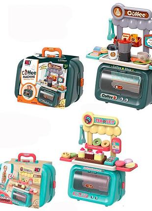 Игровой магазин 2в1 с прилавком-чемоданом, продуктами (кофе и сладости) 29х20х16 см (sk210b-c)