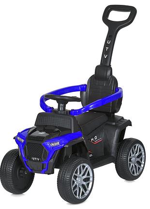 Квадроцикл 2в1, каталка-толокар, батьківська ручка, 16vah, 125w, usb, eva, шкіра, музика, світло, синій (m 4803el-4)
