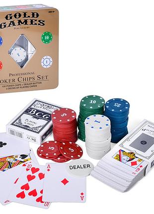 Игра покер фишки 100 шт карты 2 колоды (td202361)