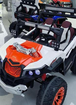 Джип дитячий на радіокеруванні 24v 4 мотори 45w mp3 usb tf bluetooth eva шкіра помаранчевий (m 6349eblr-7)