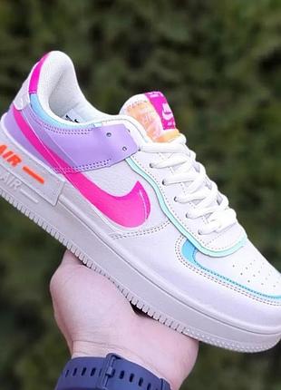 Кроссовки nike force белые женские кожаные найк форсы разноцветные shadow (размеры: 36,37,38,39,40,41) - 51