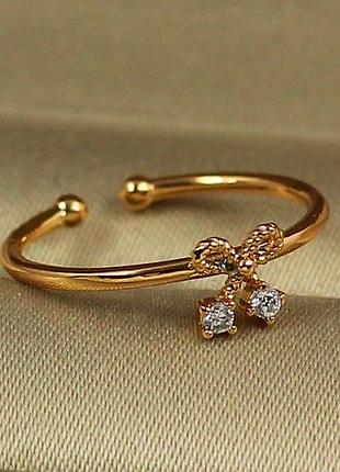 Кільце xuping jewelry дитяче розсувне вишенька з бантиком р14 і більше золотисте