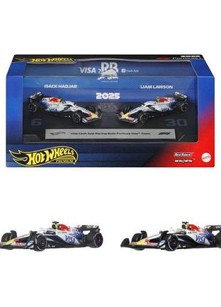 Набор из 2-х коллекционных болидов vcarb liam lawson и isack hadjar "formula 1" hot wheels