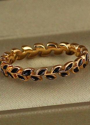 Каблучка xuping jewelry лавровий вінок із чорнінням р 16 золотиста
