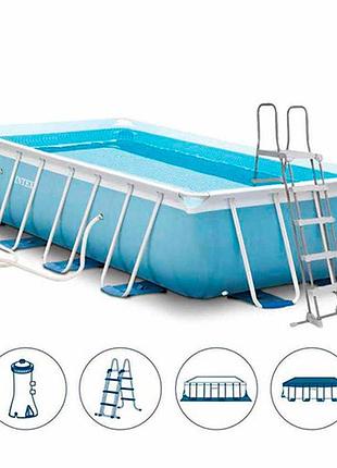 Каркасний басейн intex 488x244x107см з насосом prism frame сірий (26792)
