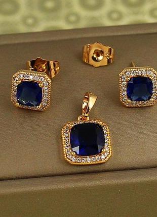 Набор xuping jewelry ромб в ободке из фианитов со сменным камнем золотистый