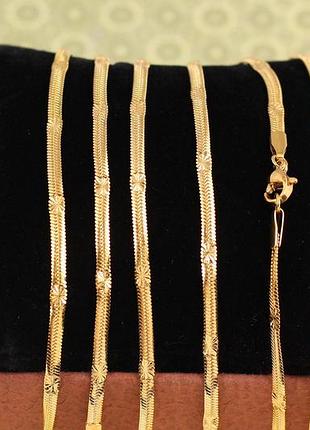 Цепь xuping jewelry снейк со вставкой снежинка 50 см 3 мм золотистая