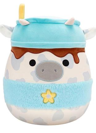 М’яка іграшка squishmallows – сіра корівка 30 см, м’яка плюшева іграшка для дітей (sqer01263)
