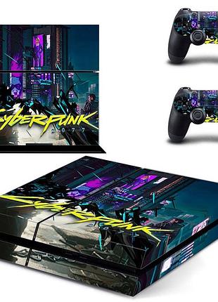 Наклейка для playstation 4 fat (ps4) в стиле cyberpunk 2077