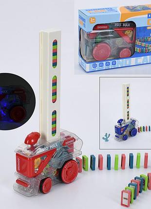 Игровая машина-домино с 60 домино и наклейками, ездит, свет (lt276b)