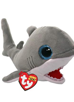 М’яка іграшка ty beanie babies — сіра акула finnegan, 15 см