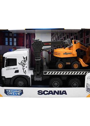 Игровой набор автокран scania с экскаватором свет и звук (5004ks)