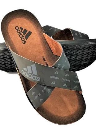 Мужские шлёпанцы тапочки adidas сланцы черные адидас (размеры: 40)