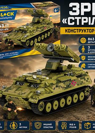 Конструктор военной техники iblock стрела-10 863 детали, зенитно-ракетный комплекс с 3 фигурками