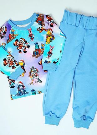Пижама детская с длинным рукавом принт disney 92 голубой