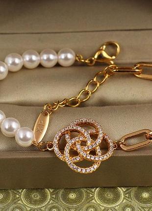 Браслет xuping jewelry жемчужная роза 18 см золотистый