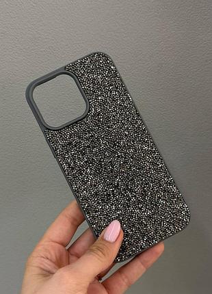 Преміум чохол зі стразами для айфона 16 про макс,чохол-накладка swarovski case для iphone 16 pro max (сірий)