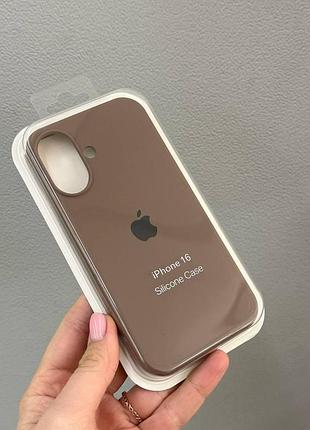Чехол-накладка с микрофиброй для айфон 16, чехол silicone case с микрофиброй для iphone 16 (коричневый)