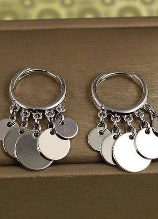 Серьги подвески xuping jewelry пять кругов 2,8 см серебристые