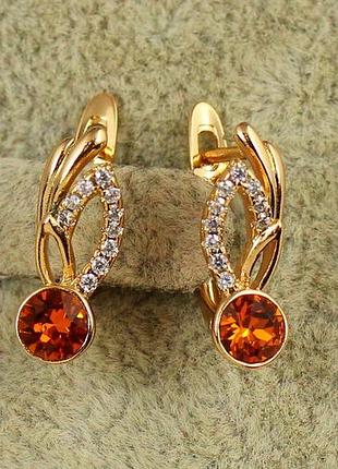 Серьги xuping jewelry огненная капля 1,6 см золотистые