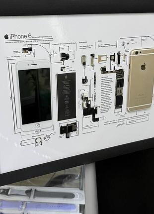 Дизайнерская картина с разборным iphone 6 в рамке ,оригинальный подарок для любителей apple