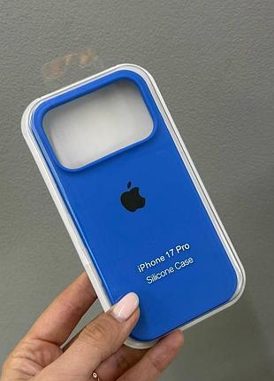 Чехол-накладка с микрофиброй для айфон 17 pro, чехол silicone case с микрофиброй для iphone 17 pro (синий)