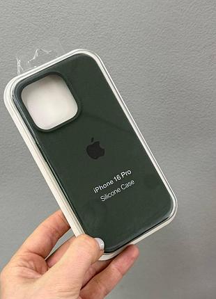 Чохол-накладка з мікрофіброю для айфон 16 pro, чохол silicone case з мікрофіброю для iphone 16 pro (темно-зелений)
