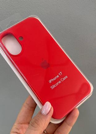 Чохол-бампер для айфон 17, чохол silicone case з мікрофіброю для iphone 17 (червоний)