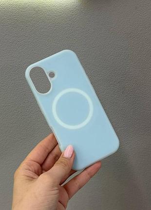 Неоновий чохол-бампер для айфон 17, чохол silicone case з мікрофіброю для iphone 17 (блакитний)