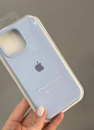 Чехол-накладка с микрофиброй для айфон 16 pro max, чехол silicone case с микрофиброй для iphone 16 pro max (голубой)