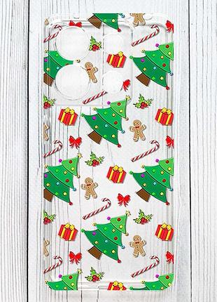 Прозрачный чехол на xiaomi redmi 15c рождественский фон (принт 185)