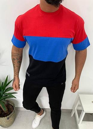 Мужская стильная полосатая футболка oversize разноцветная xl
