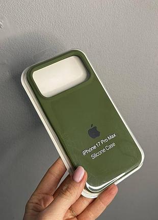 Чохол-бамбер для айфон 17 про макс, чохол silicone case з мікрофіброю для iphone 17 pro max (темно-зелений)