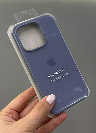 Чехол-накладка с микрофиброй для айфон 15 pro, чехол silicone case с микрофиброй для iphone 15 pro (синий)