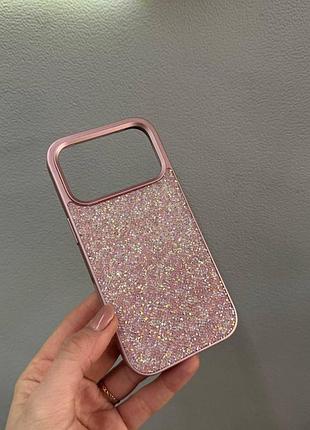 Чохол зі стразами для айфона 17 про,чохол-накладка swarovski case для iphone 17 pro (рожевий)
