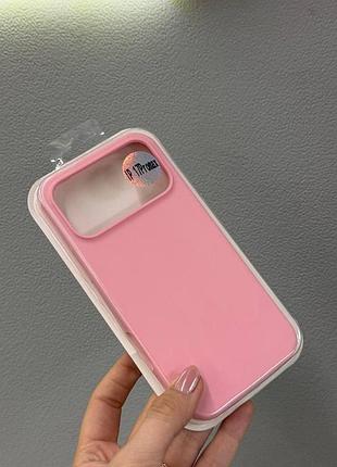 Чехол-накладка с микрофиброй для айфон 17 pro max, чехол silicone case с микрофиброй для iphone 17 pro max (розовый)
