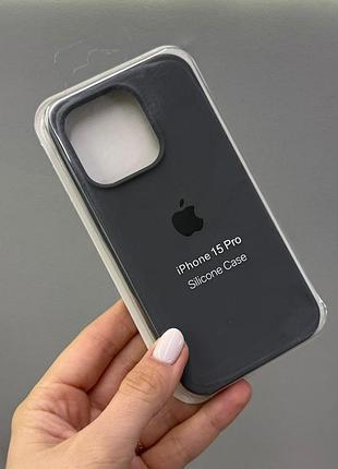Чехол-накладка с микрофиброй для айфон 15 pro, чехол silicone case с микрофиброй для iphone 15 pro (графит)